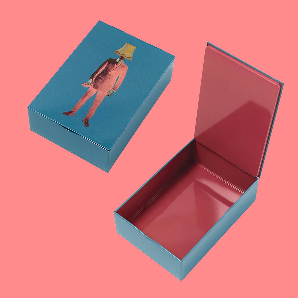 Lampman rectangular metal tin box Sorella Glenn