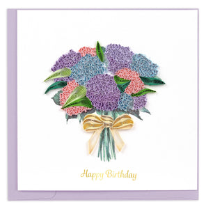 Quilling Card - Quilled Hydrangea Bouquet Birthday Card