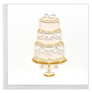 Quilling Card - Quilled Elegant Wedding Cake Greeting Card