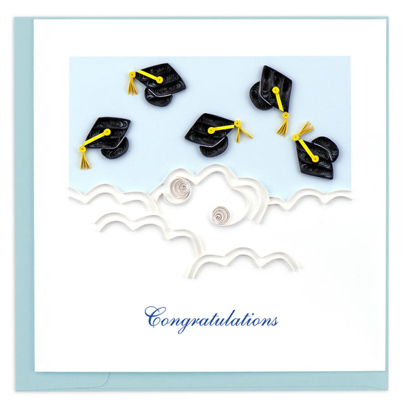 Quilling Card - Flying Graduation Caps