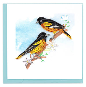 Quilling Card - Quilled Baltimore Oriole Birds Greeting Card