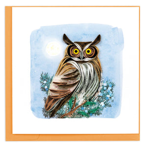 Quilling Card - Quilled Great Horned Owl Greeting Card