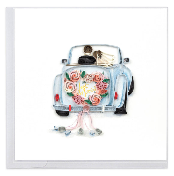 Quilling Card - Quilled Just Married Car Wedding Card